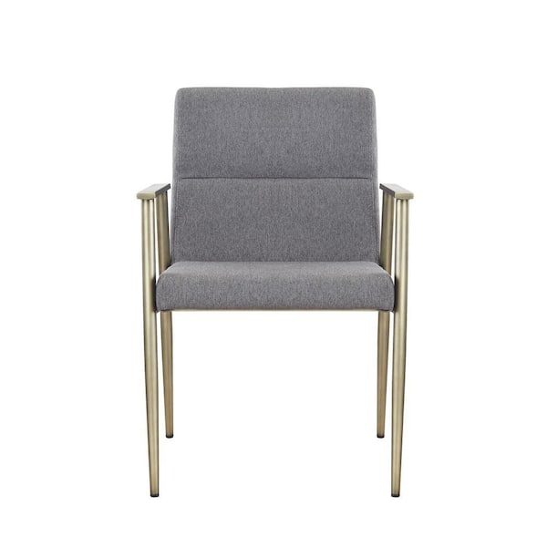 Sabri Grey & Antique Brass Arm Dining Chair