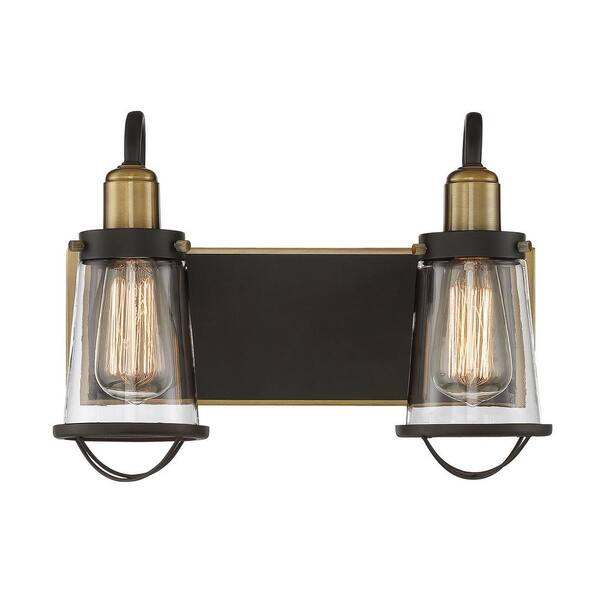 Filament Design 2-Light English Bronze and Warm Brass Bath Light with Clear Glass