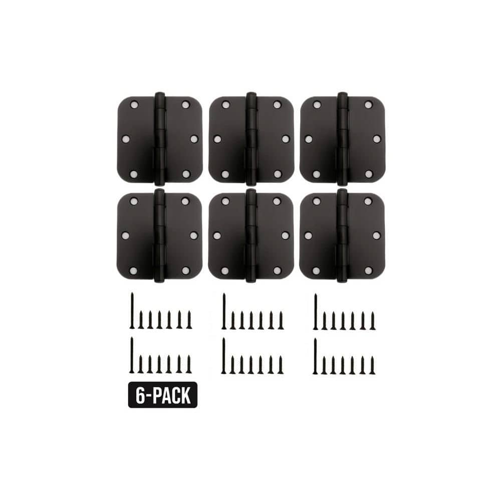 Everbilt 6-Pack 3-1/2 in. x 5/8 in. Radius Matte Black Butt Door