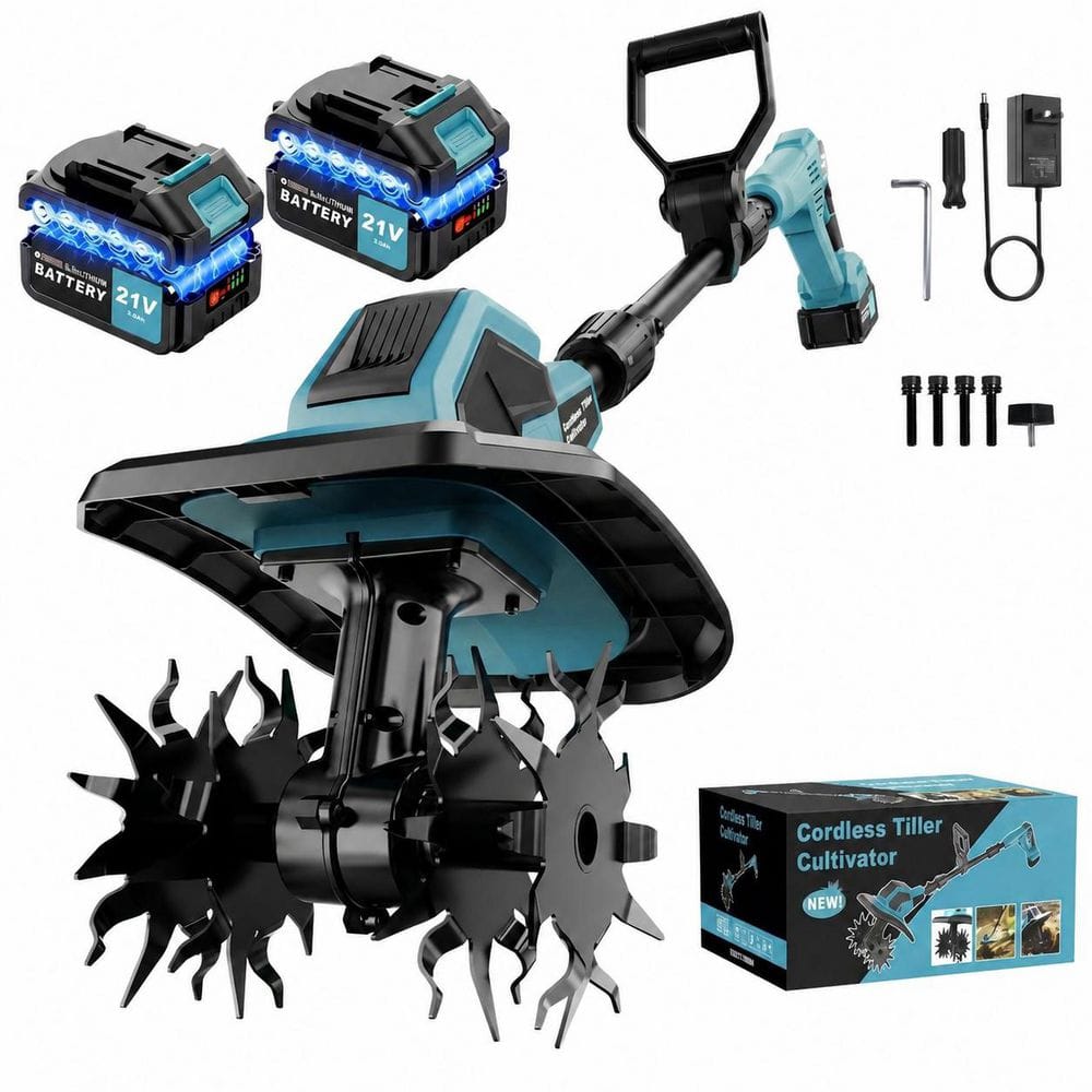 Yellow Brushless Cordless Tiller Cultivator, 400RPM, 48 Steel Tines, Tool Only for Soil Cultivation and Gardening price history on PriceWatchPro