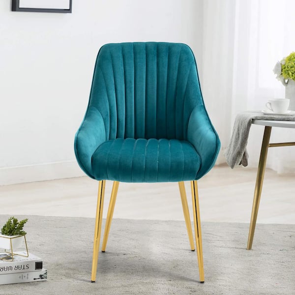 high back teal chair