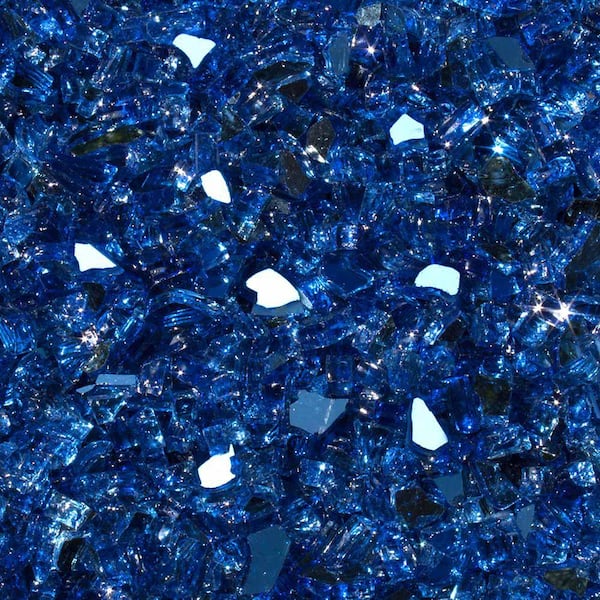 1/4 in. 10 lbs. Meridian Blue Reflective Tempered Fire Glass in Jar