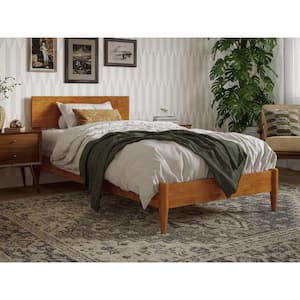 Aria Light Toffee Natural Bronze Solid Wood Frame Twin XL Modern Low Profile Platform Bed