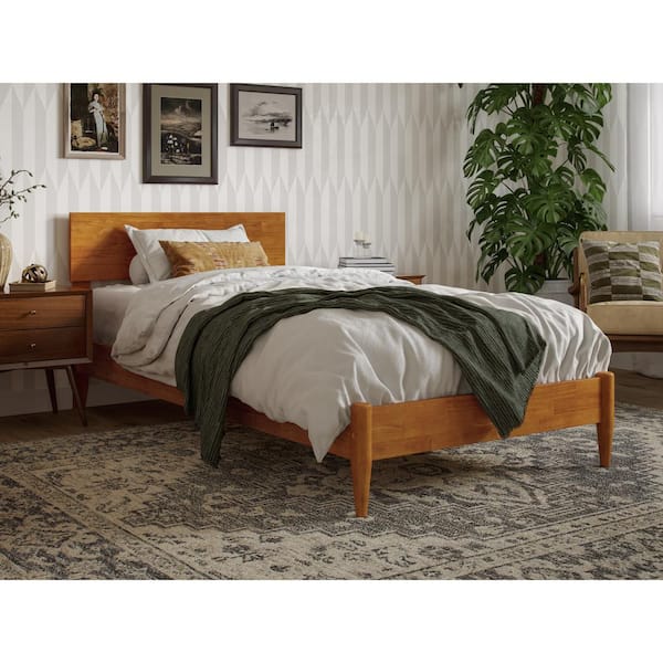 AFI Aria Light Toffee Natural Bronze Solid Wood Frame Twin XL Modern Low Profile Platform Bed
