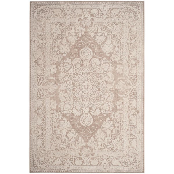 SAFAVIEH Reflection Beige/Cream 6 ft. x 9 ft. Floral Border Area Rug