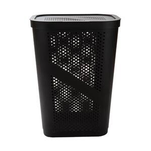 Brown Perforated Plastic Dirty Clothes 60 Liter Storage Basket with Lid