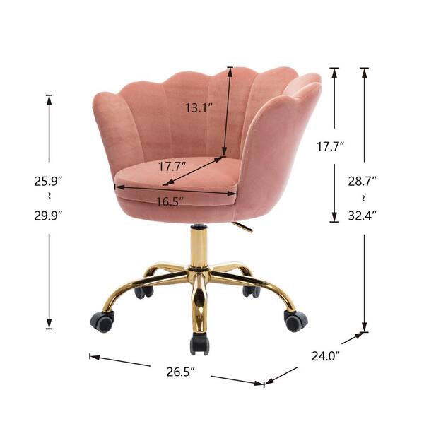 Homefun Pink Velvet Upholstered Swivel Shell Chair Homeoffice Height Adjustable Task Chair With Gold Base And 360 Castor Wheels Hfhdsn 8zhpk The Home Depot