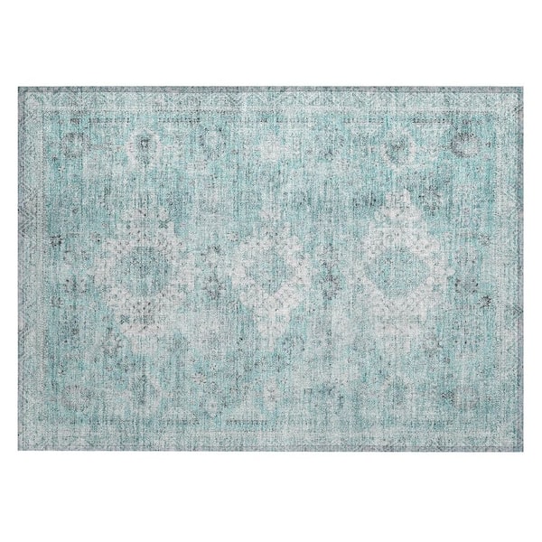 Chantille Machine Washable Indoor/Outdoor Abstract ACN2809 Turquoise 2 ft. x 3 ft. Accent Rug