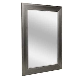 43.5 in. H x 31.5 in. W Raised Lip Rectangle Metallic Gray Framed Beveled Glass Accent Wall Mirror