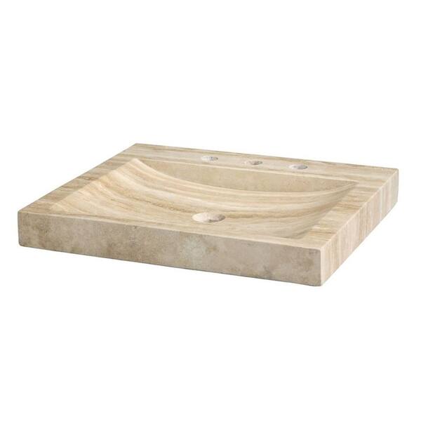 RYVYR 24-1/8 in. Turkish Travertine Vanity Top in Beige with Beige Basin