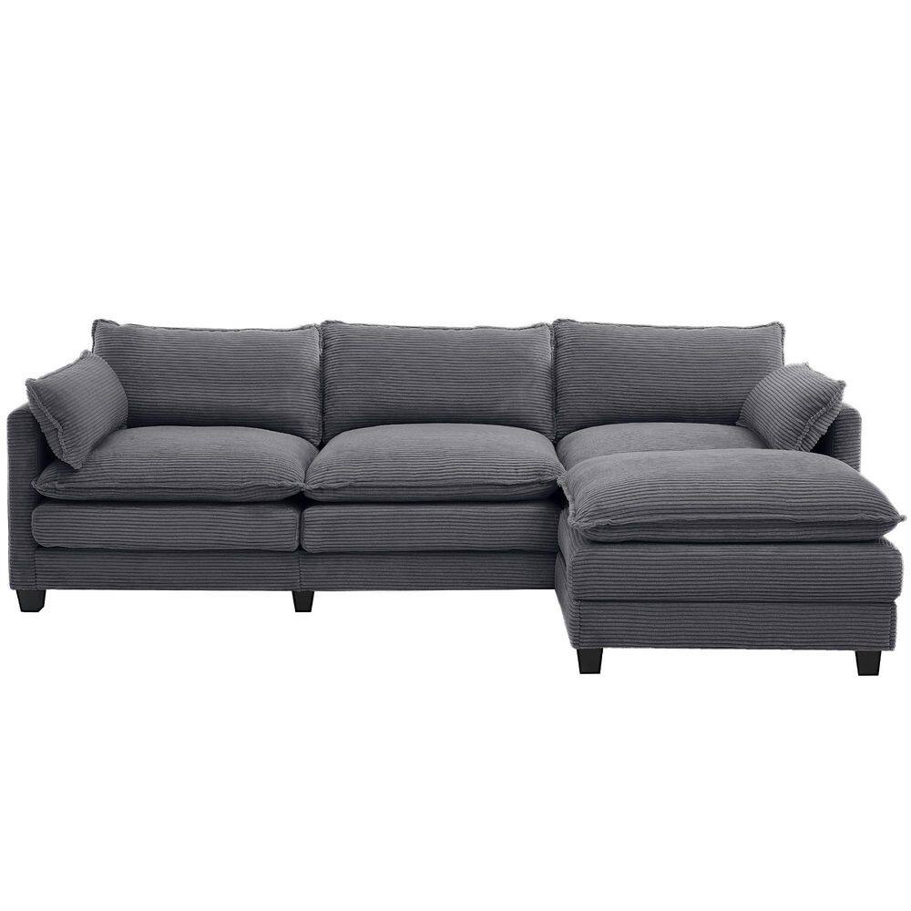 102 in. Square Arm 2-Piece Corduroy L-Shaped Sofa with Movable Ottoman Sectional Sofa in. Gray price history on PriceWatchPro