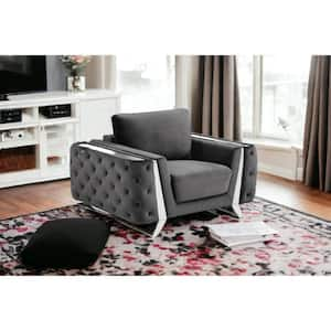 Dark Gray Armchair Set of 1 with Removable and Tufted Cushions