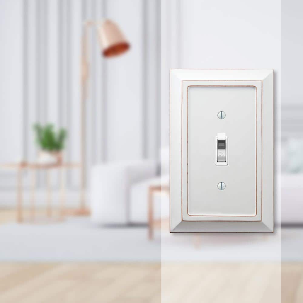 Amerelle Savannah White 1-Gang Wood Toggle Wall Plate