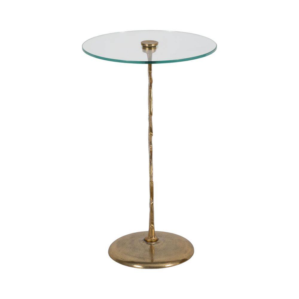 15 in. Gold Round Glass Accent Table - thumbnail 5