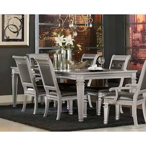 Modern Style 42.5 in. Silver Wooden 4-Legs Dining Table (Seats 6)
