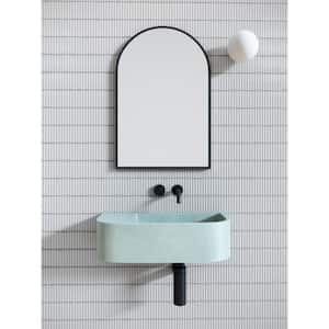 20 in. W x 30 in. H Framed Arched Bathroom Vanity Mirror in Black