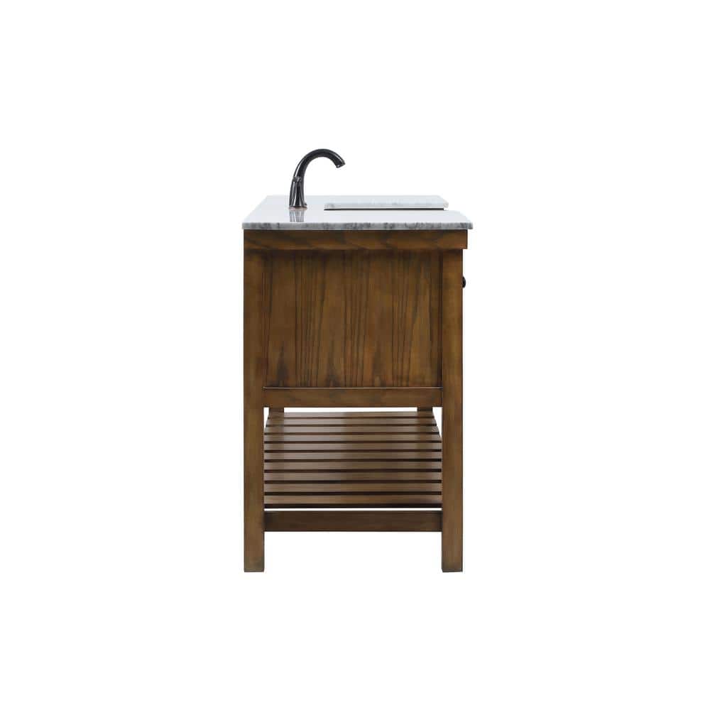 Driftwood Single Bathroom Vanity with Carrara White Marble Top