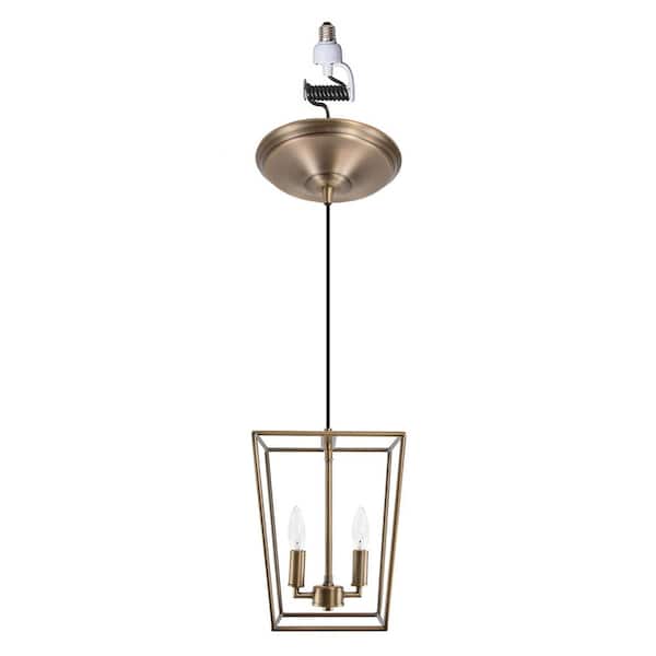Instant Pendant 2-Light Recessed Light Conversion Kit Brushed Brass Lantern