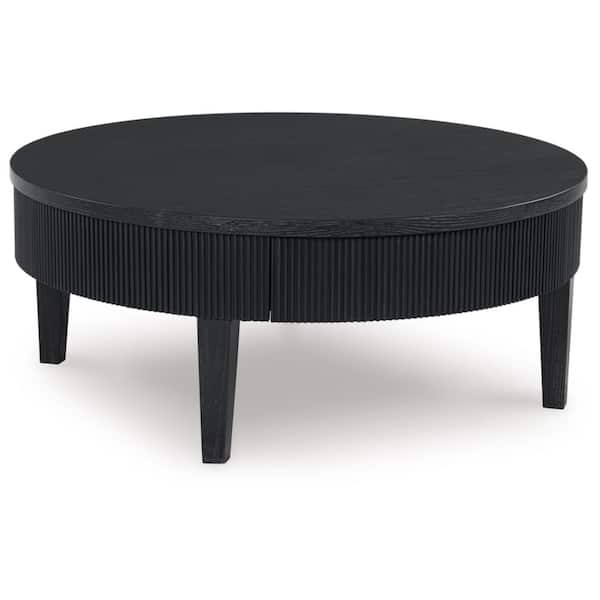 Signature Design By Ashley Marstream 42 in. Black Round Wood Coffee Table