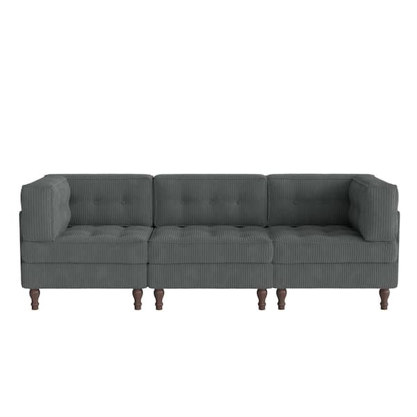 Uixe 130.8 in. Square Arm 6-piece Corduroy U-Shaped Sectional Sofa