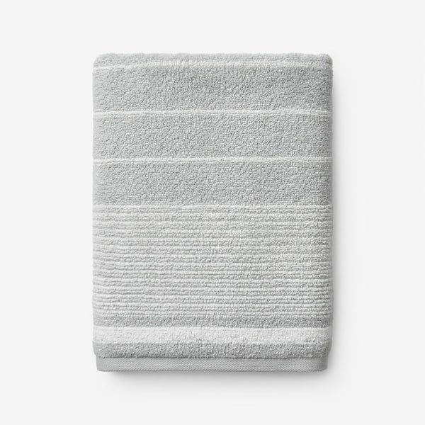 Company Cotton Plush Spa Stripe Gray Cotton Single Bath Towel