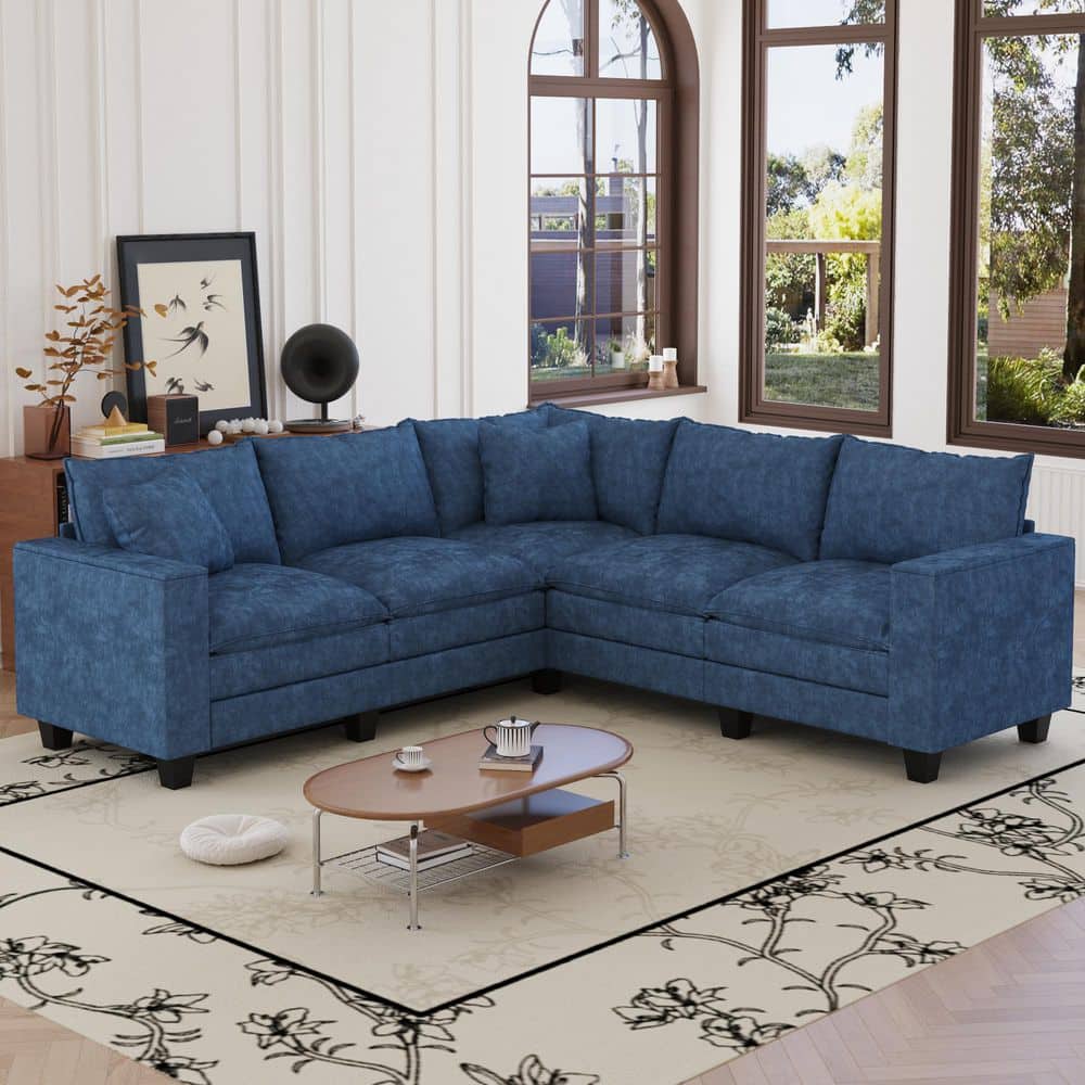 Noble House Ken 97 in. Chenille Upholstered Rectangle Sectional