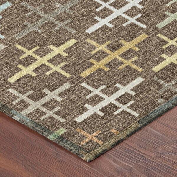 Chantille Machine Washable Indoor/Outdoor Abstract ACN2850 Chocolate 10 ft. x 14 ft. Area Rug