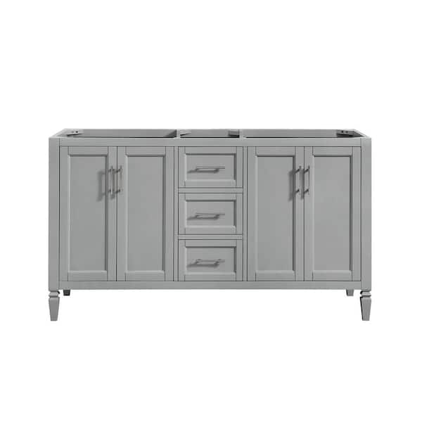 Home Decorators Collection Stockham 60 in. W x 21.5 in. D x 34 in. H Bath Vanity Cabinet without Top in Chilled Gray