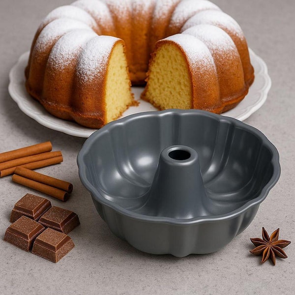 1 Pack Heavy Duty 10 in. Carbon Steel Nonstick Bundt Cake Pan, Fluted Tube Pan for Pound Cakes, Muffins, Angel Food Cake