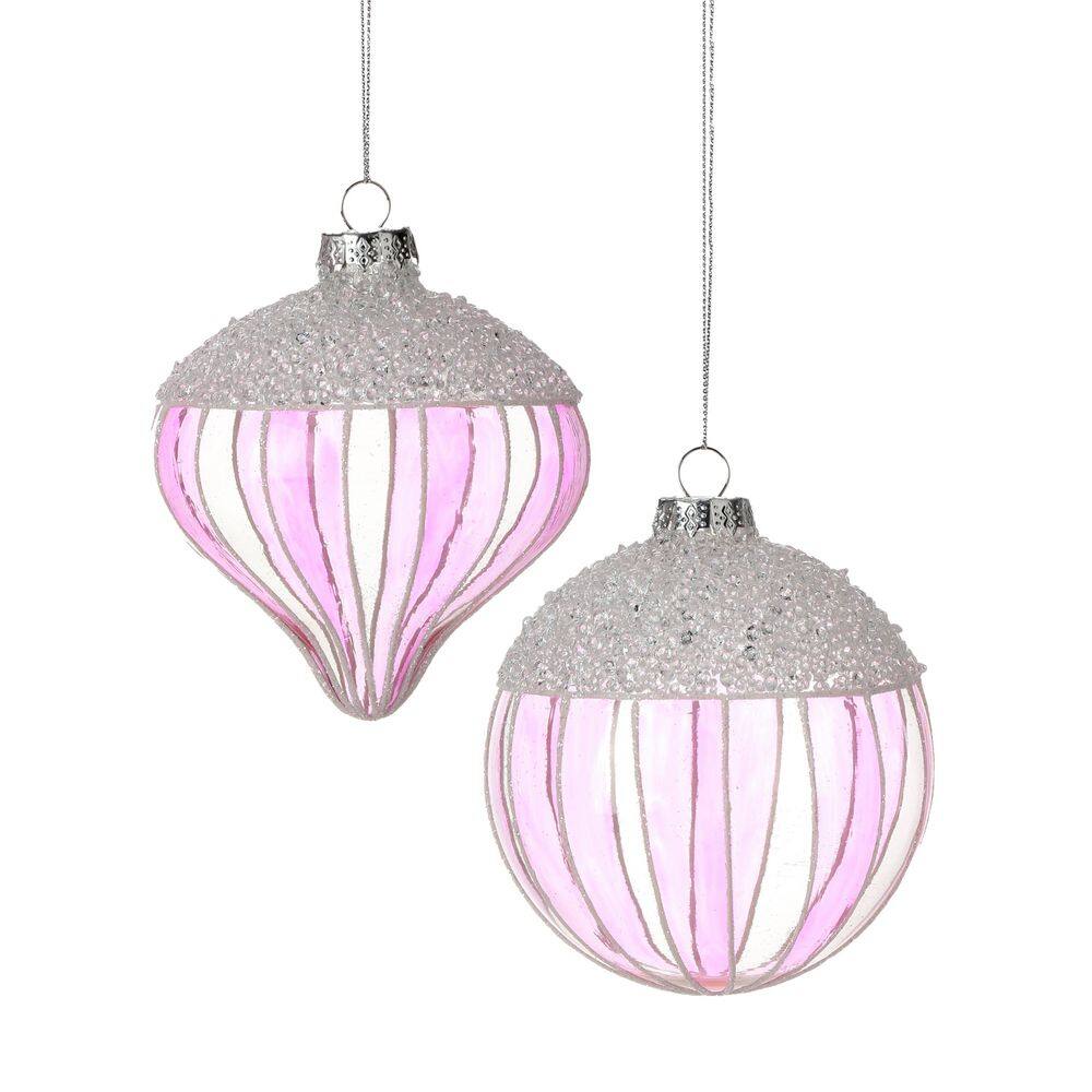 4 in. Glass With Ice Stripe Ball And Onion Ornament (Set of 2) price history on PriceWatchPro