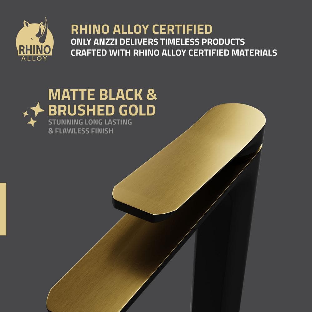 Matte Black and Brushed Gold Single Handle Bathroom Faucet