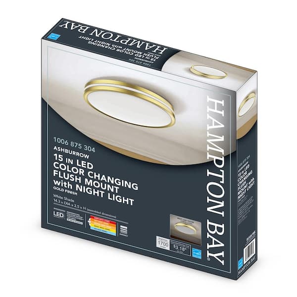 Hampton Bay Ashburrow 15 in. Light Gold Adjustable CCT Integrated 