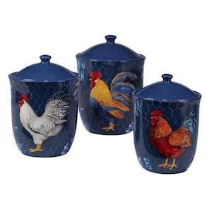 Indigo Rooster 3-Piece Canister Set