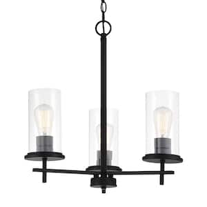 Haisley 3-Light Black Chandelier with Clear Glass Shades