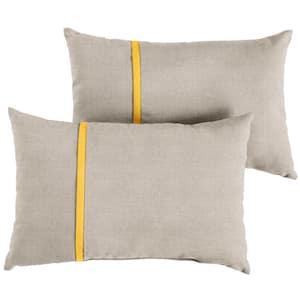 Sunbrella Silver Grey with Sunflower Yellow Rectangular Outdoor Knife Edge Lumbar Pillows (2-Pack)