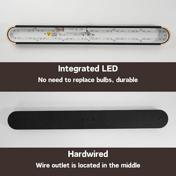 Lumin 48 in.W Matte Black Integrated LED Flush Mount Long Rectangular Ceiling Light Main Lighting for KitchenBathroom