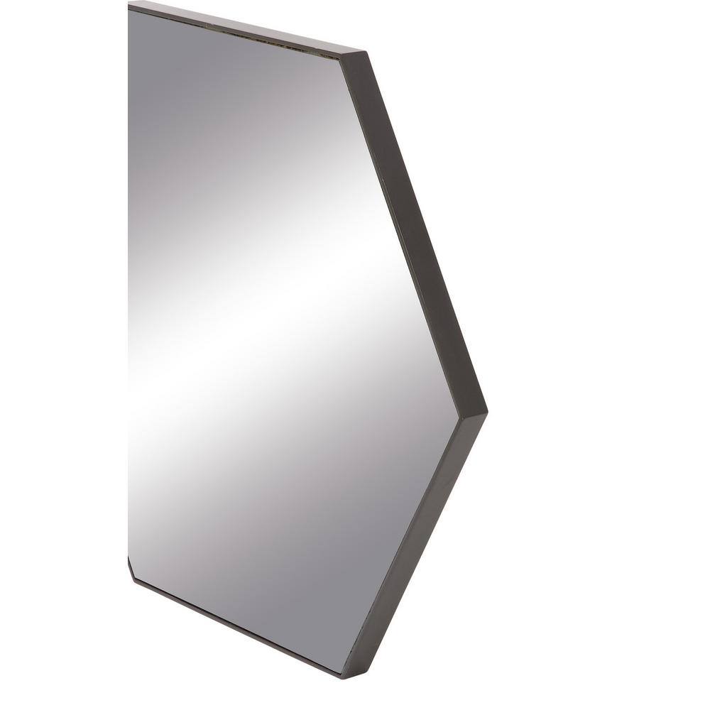 Hexagonal Black Wood Full Length Wall Mirror, 24" x 21"