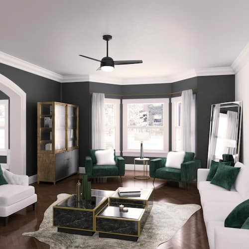 Midtown 48 in. Indoor Matte Black Ceiling Fan with Light Kit and Remote Lighting