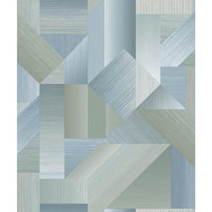 TexStyle Collection Green and Blue Geometric Shape Shifter Satin Non-Pasted Non-Woven Paper Wallpaper Roll