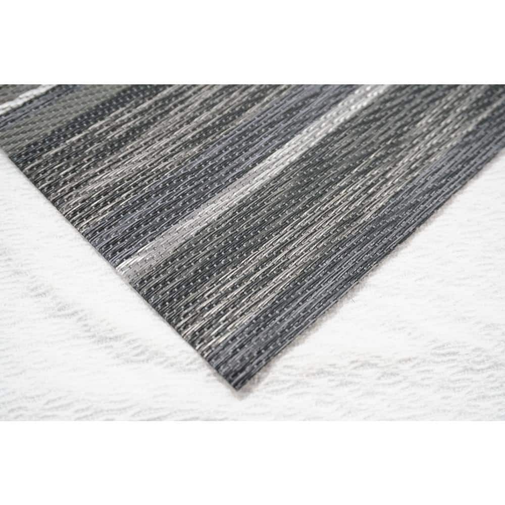 Silver Striped Vinyl Rectangle Placemats Set of Six