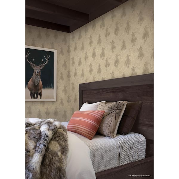 Yellowstone Beige Stockman Silhouette Peel and Stick Wallpaper