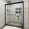 TOOLKISS 46 in. - 48 in. W x 72 in. H Sliding Framed Shower Door in Matte Black with Clear Glass TK19118-4872MB