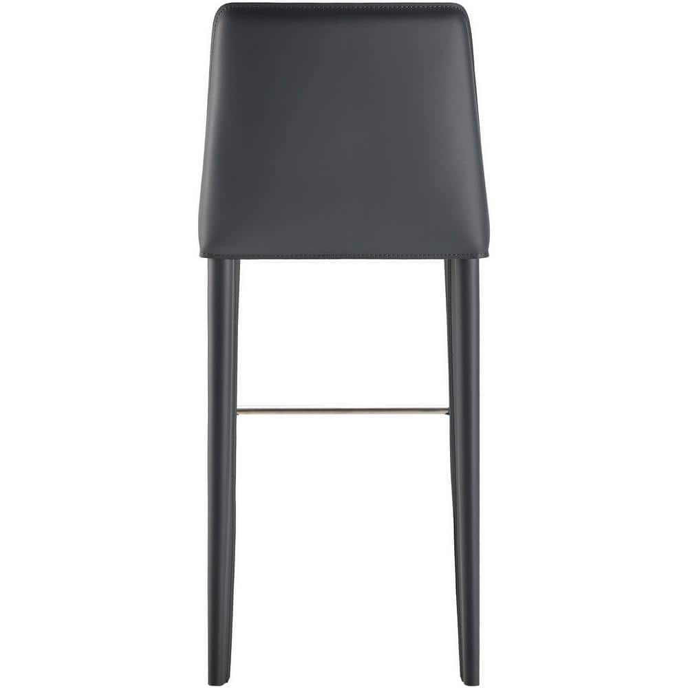 Dark Blue Metal and PVC Upholstered Bar Stool