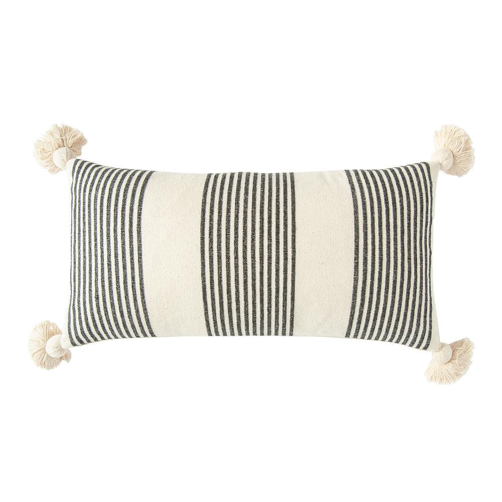 Comfy Cotton Striped Throw Pillow Covers Cases, Soft Decorative Square Ticking Cushion Covers for Sofa Couch (18 x 18 Inches, Pillow Insert+ Pillow