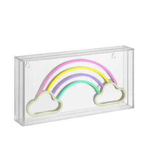 Rainbow 5.9 in. Multi-Colored Contemporary Glam Acrylic Box USB Operated LED Neon Lamp