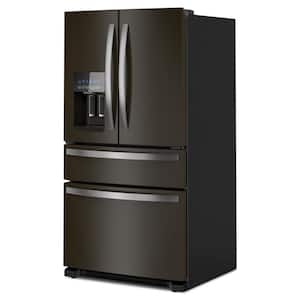 36 in. 24.5 cu. ft. Wide French Door Bottom Mount Refrigerator in Black Stainless with Maximum Ice Capacity