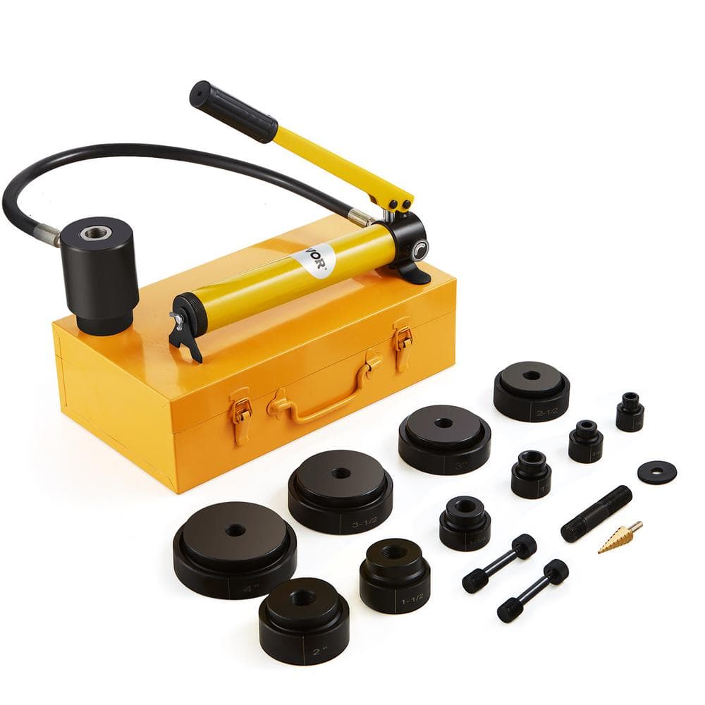 VEVOR Hydraulic Knockout Punch Kit, 15 Ton 1/2in. to 4in. Conduit Hole ...