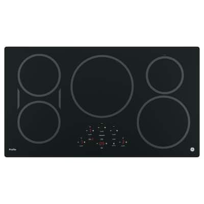 Profile 36 in. Electric Induction Cooktop in Black with 5 Elements and Exact Fit