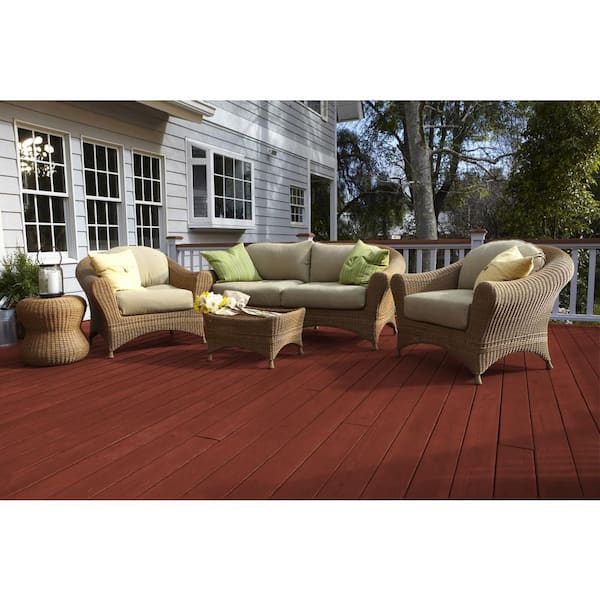 5 gal. #ST-112 Barn Red Semi-Transparent Waterproofing Exterior Wood Stain and Sealer