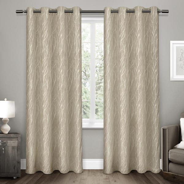 EXCLUSIVE HOME Forest Hill Natural Nature Woven Room Darkening Grommet Top Curtain, 52 in. W x 84 in. L (Set of 2)